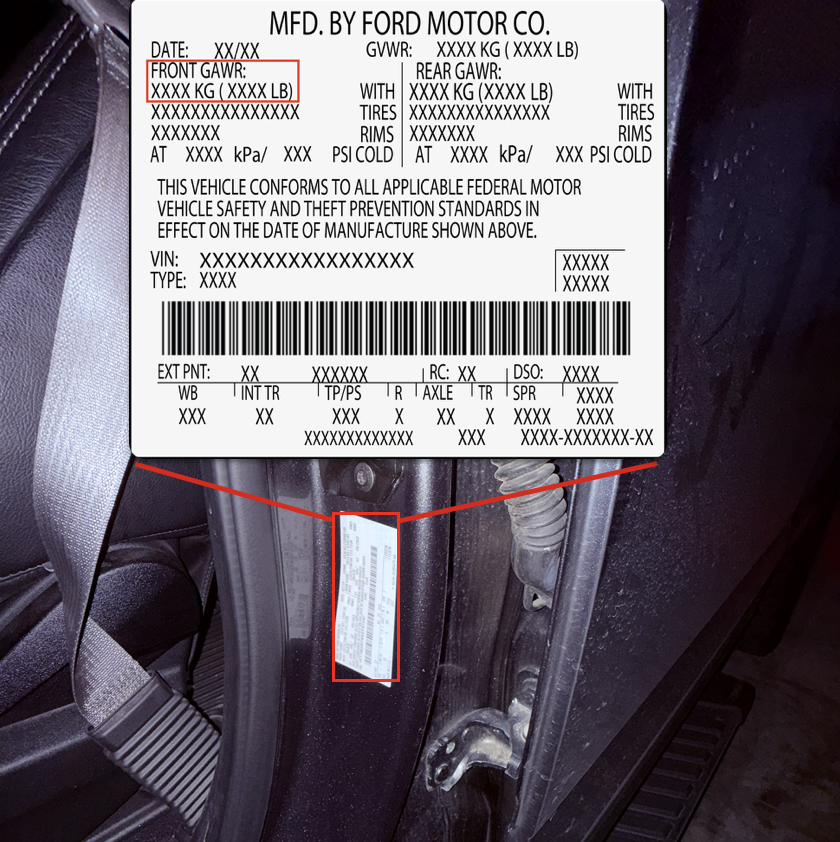 Example front GAWR on a door label