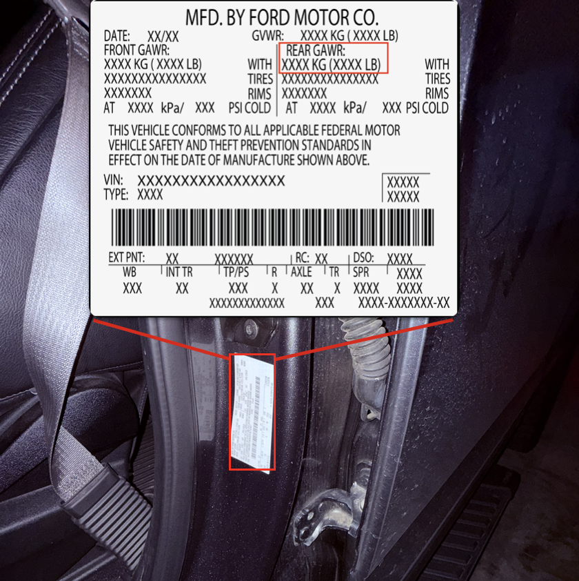 Example rear GAWR on a door label