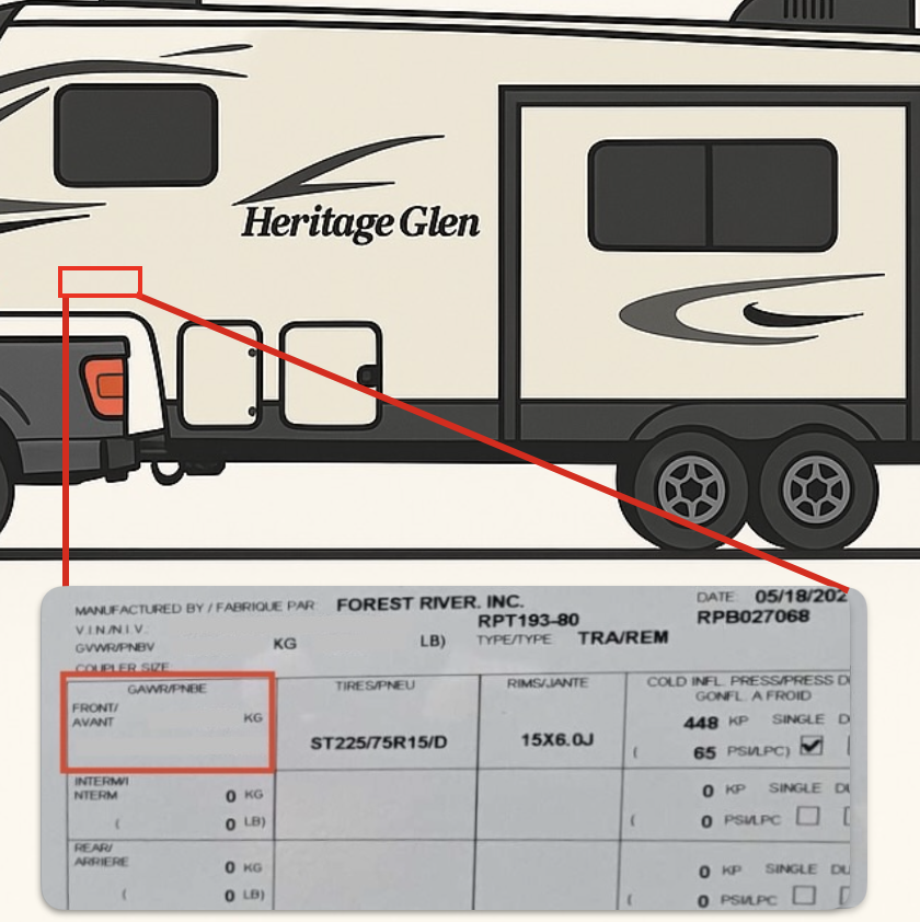 Example trailer axle rating label